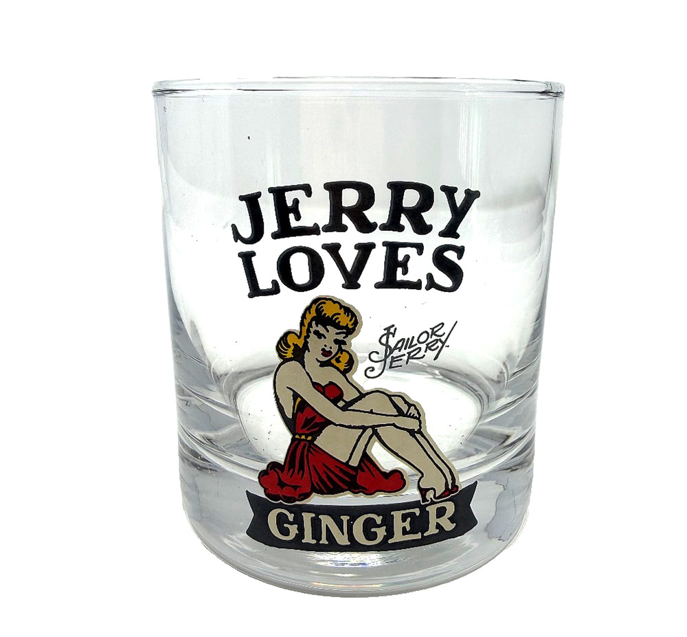 Sailor Jerry Jerry Loves Ginger 11 oz Rocks Glass Lowball Tumbler